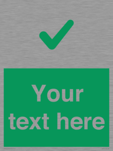 Custom green background, green tick sign